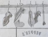 silverpoint, shoe repair shop, drawing,
